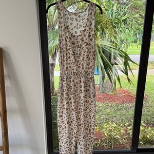 Entro Leopard Print Jumpsuit in Cream and Brown